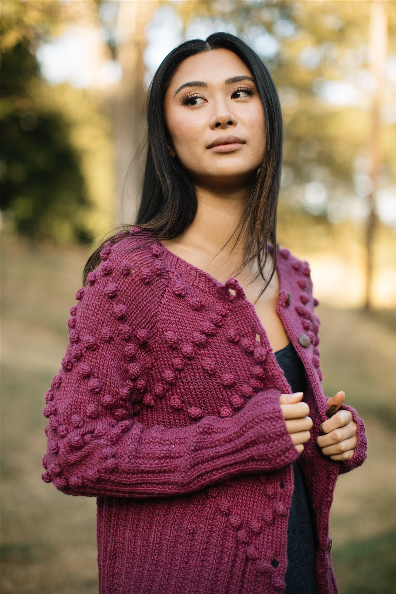Hand Knit Nepali Wool Jill Sweater in Violet Made to Order