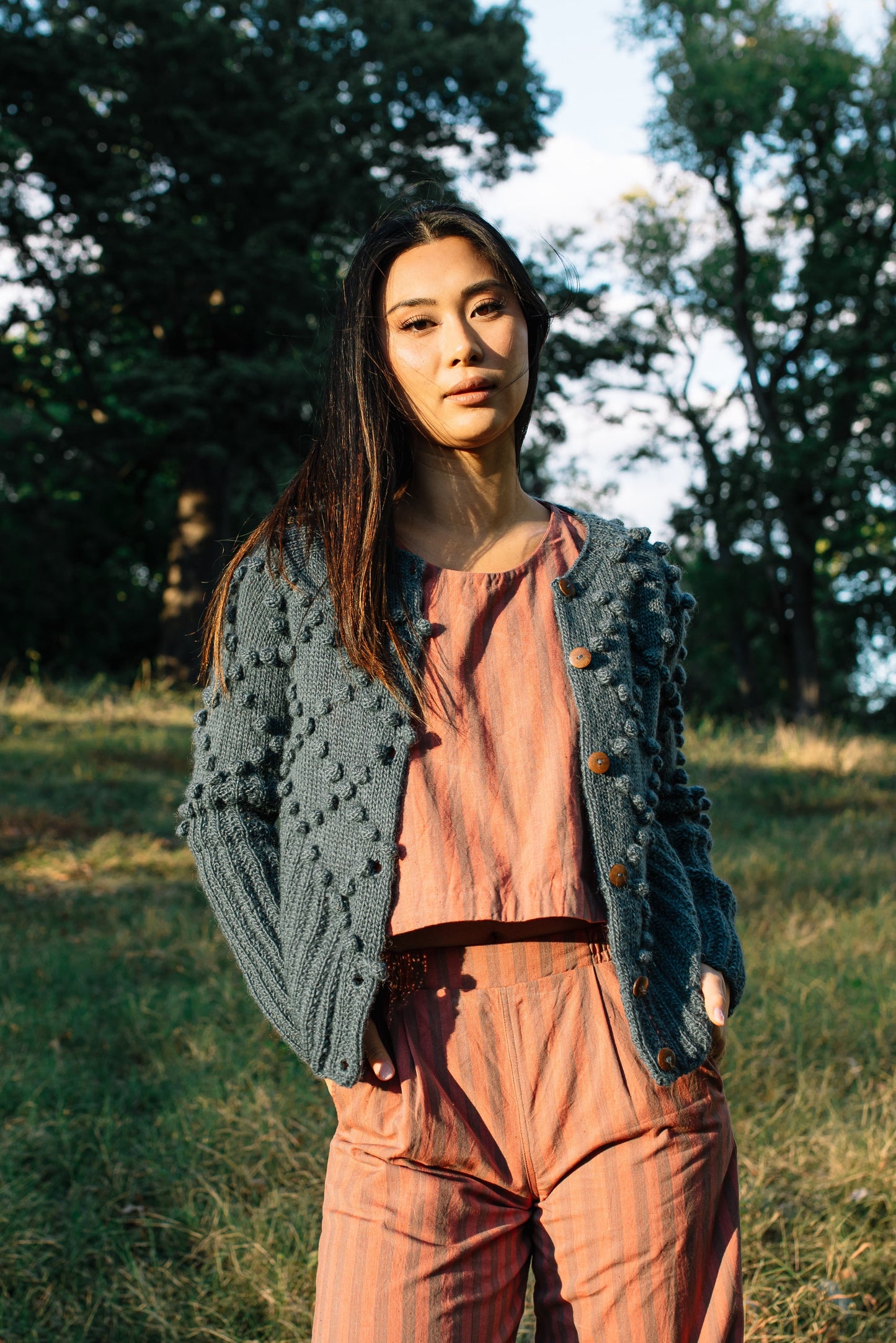 Hand Knit Nepali Wool Jill Sweater in Violet Made to Order
