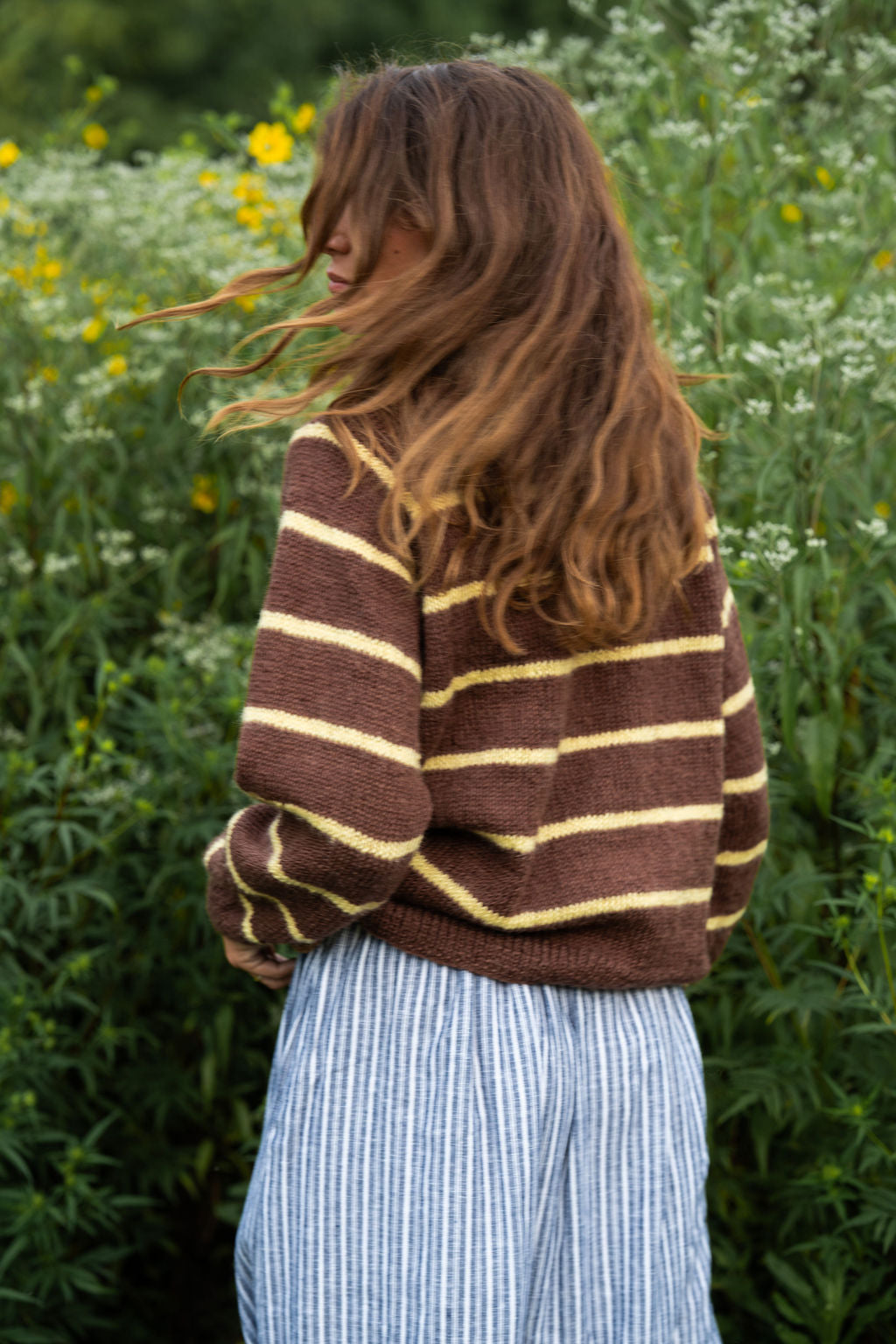 Roslin Wool Pullover in Dusty Plum and Cream Made to Order