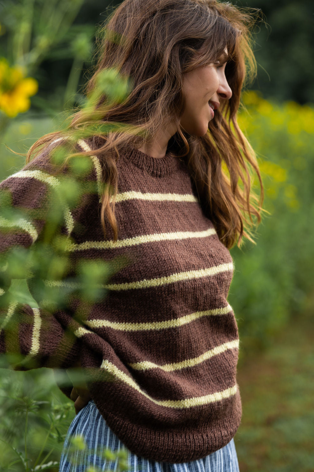 Roslin Wool Pullover in Dusty Plum and Cream Made to Order
