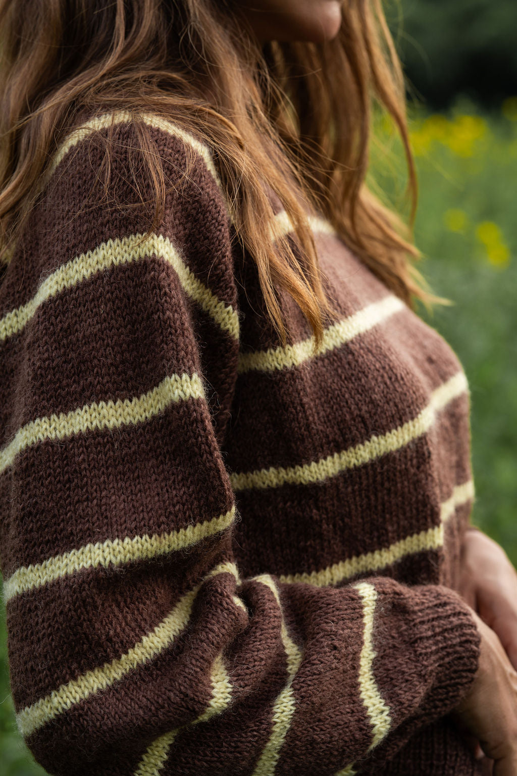 Roslin Wool Pullover in Dusty Plum and Cream Made to Order