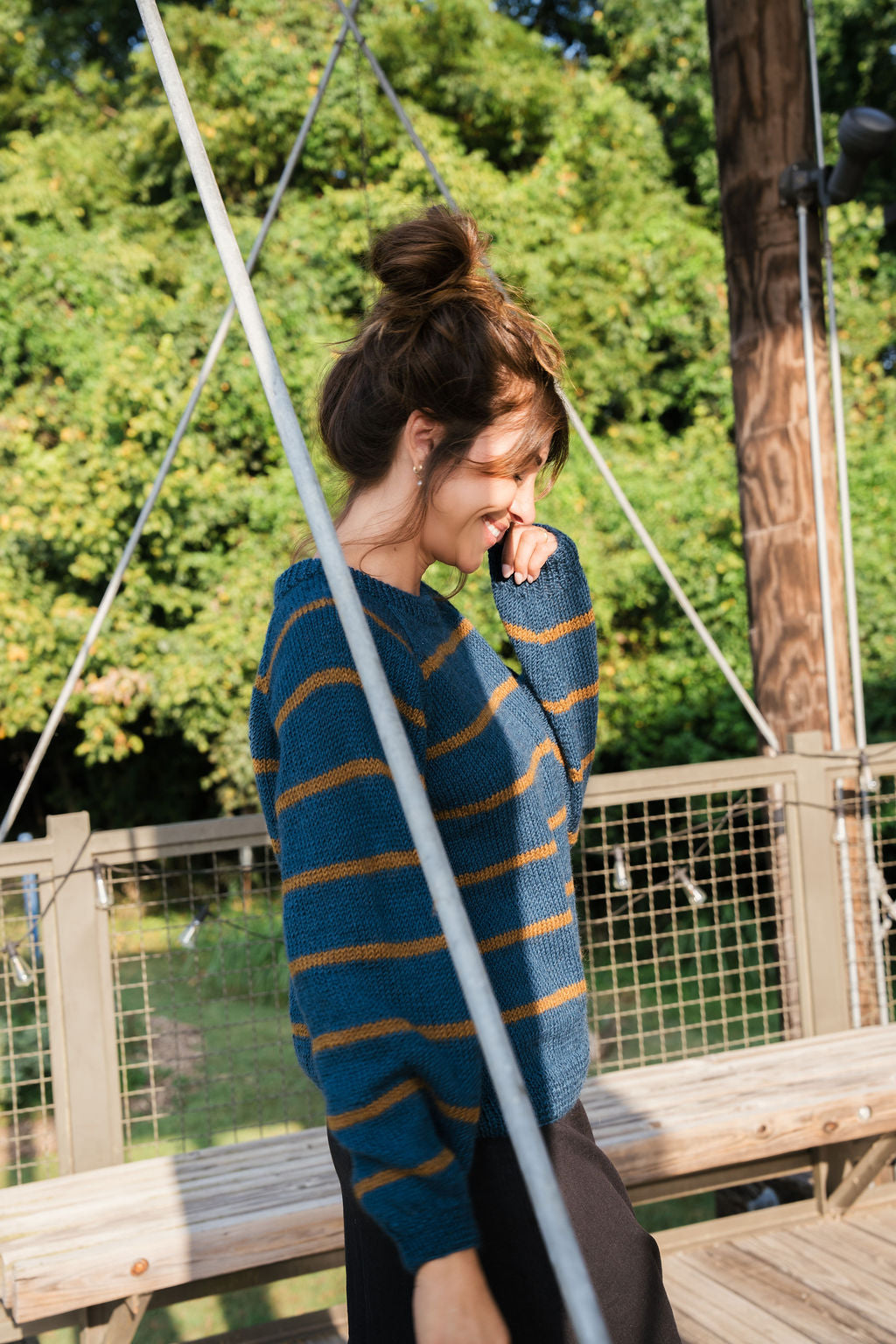 Roslin Wool Pullover in Indigo and Moss Made to Order