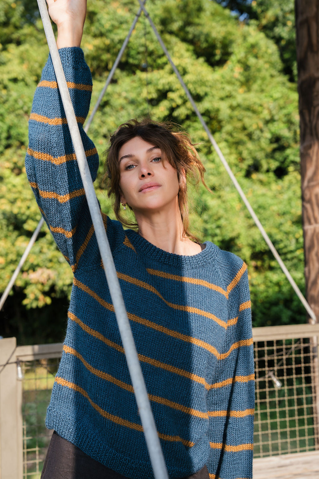 Roslin Wool Pullover in Indigo and Moss Made to Order