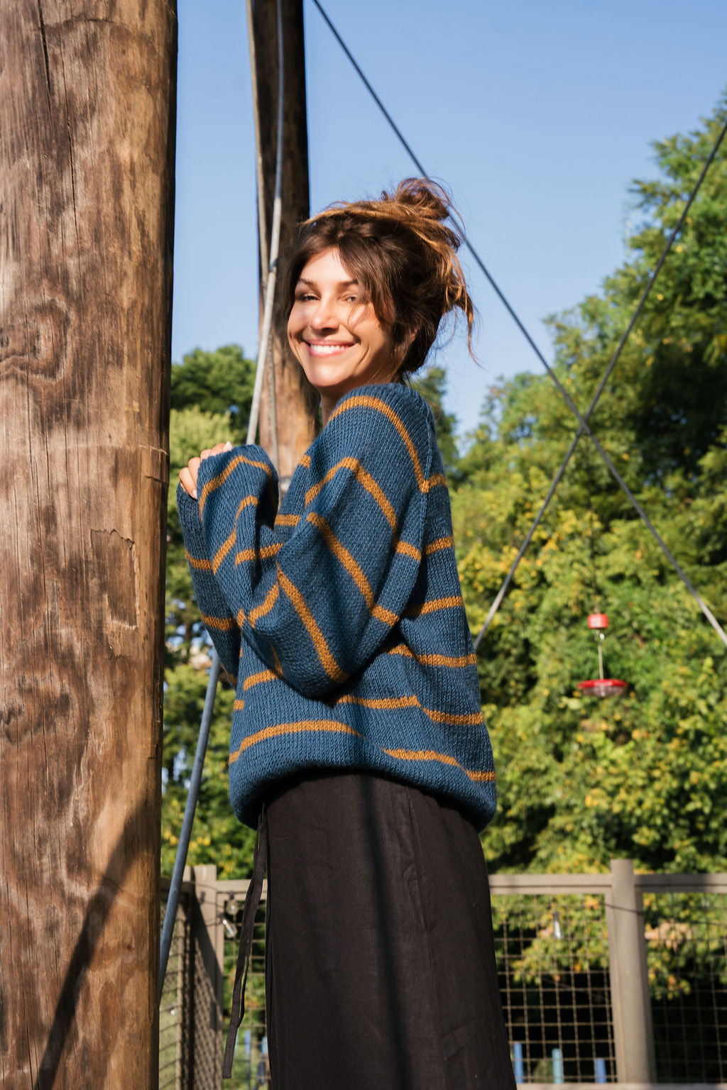Roslin Wool Pullover in Indigo and Moss Made to Order