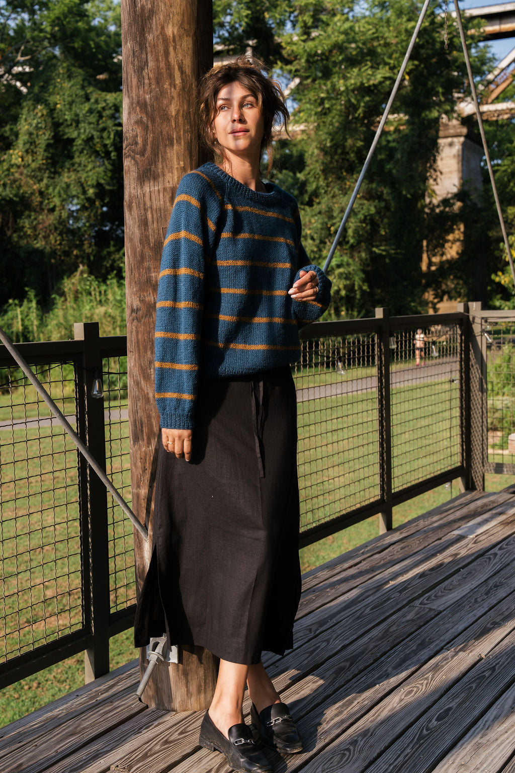 Roslin Wool Pullover in Indigo and Moss Made to Order