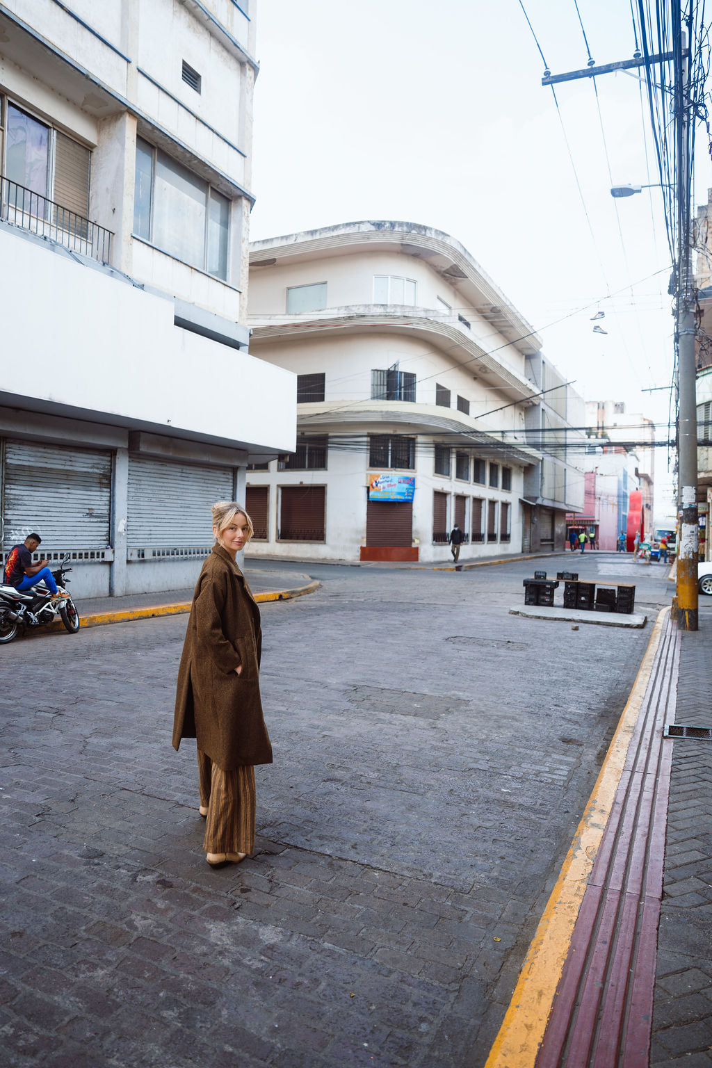 Portuguese Wool Polly Coat in Black and Brown Small Herringbone Made to Order