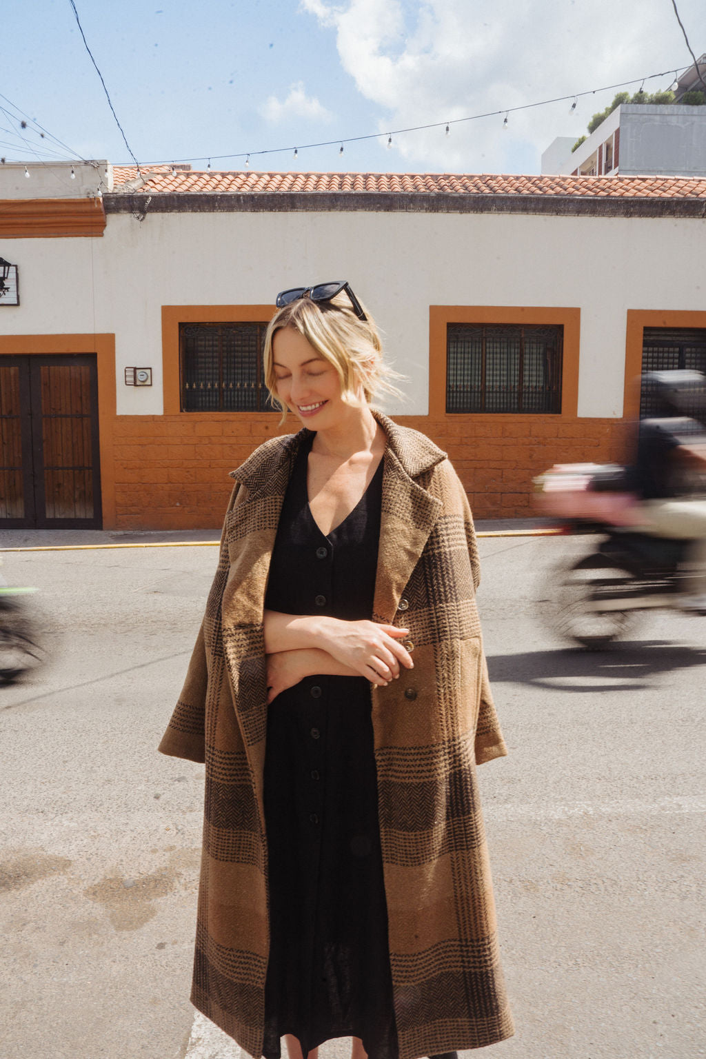 Portuguese Wool Polly Coat in Brown and Black Plaid Made to Order