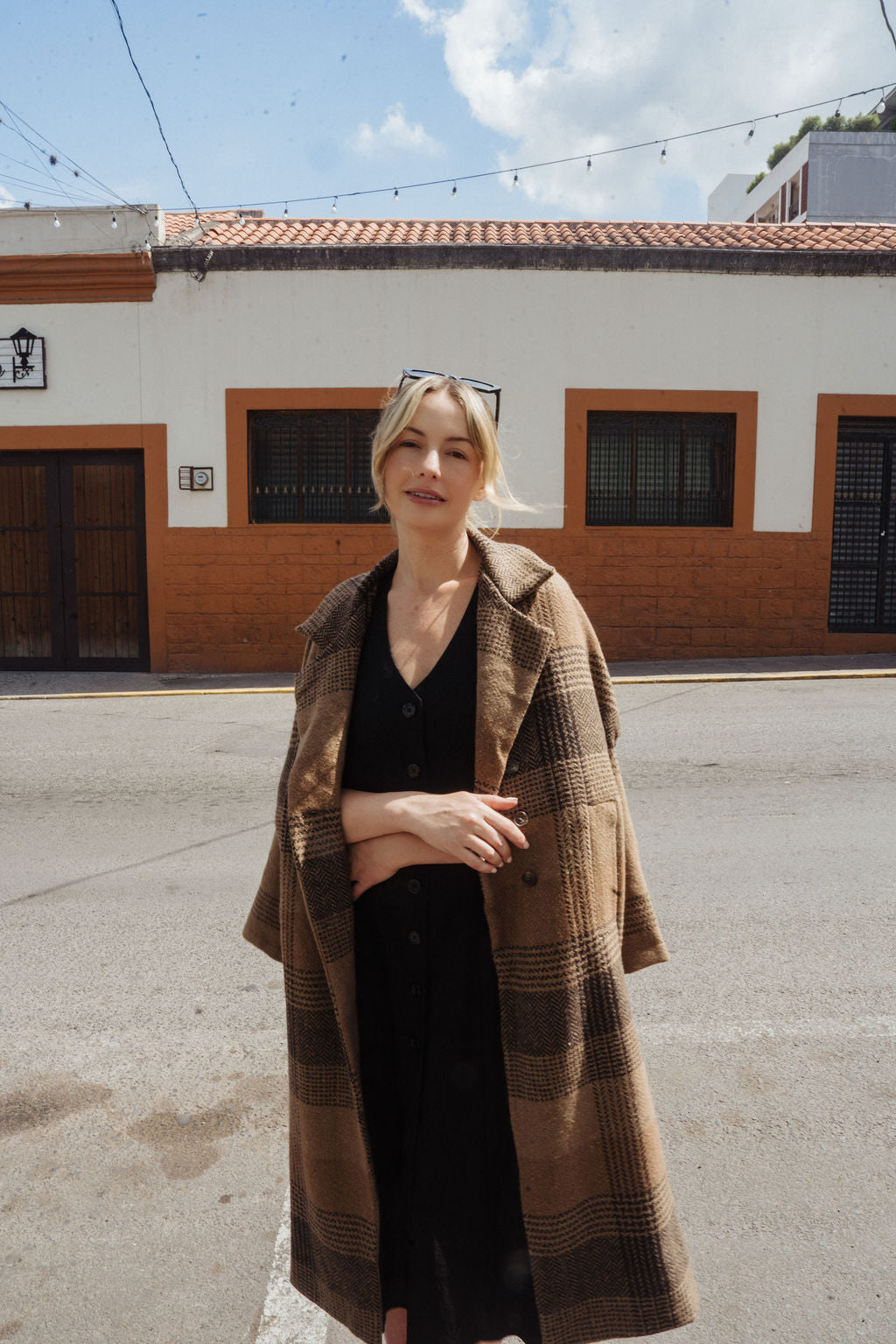 Portuguese Wool Polly Coat in Brown and Black Plaid Made to Order