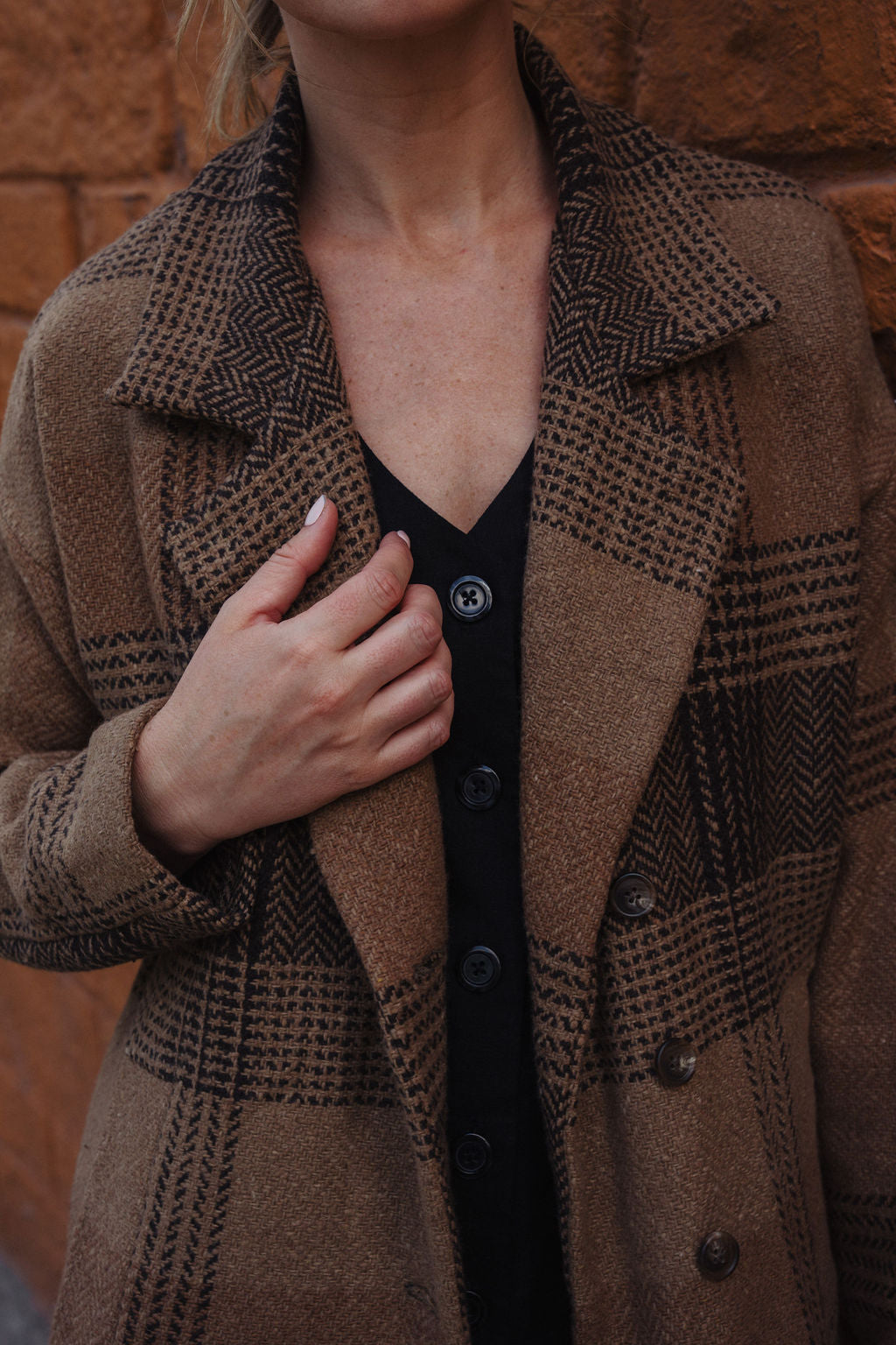 Portuguese Wool Polly Coat in Brown and Black Plaid Made to Order