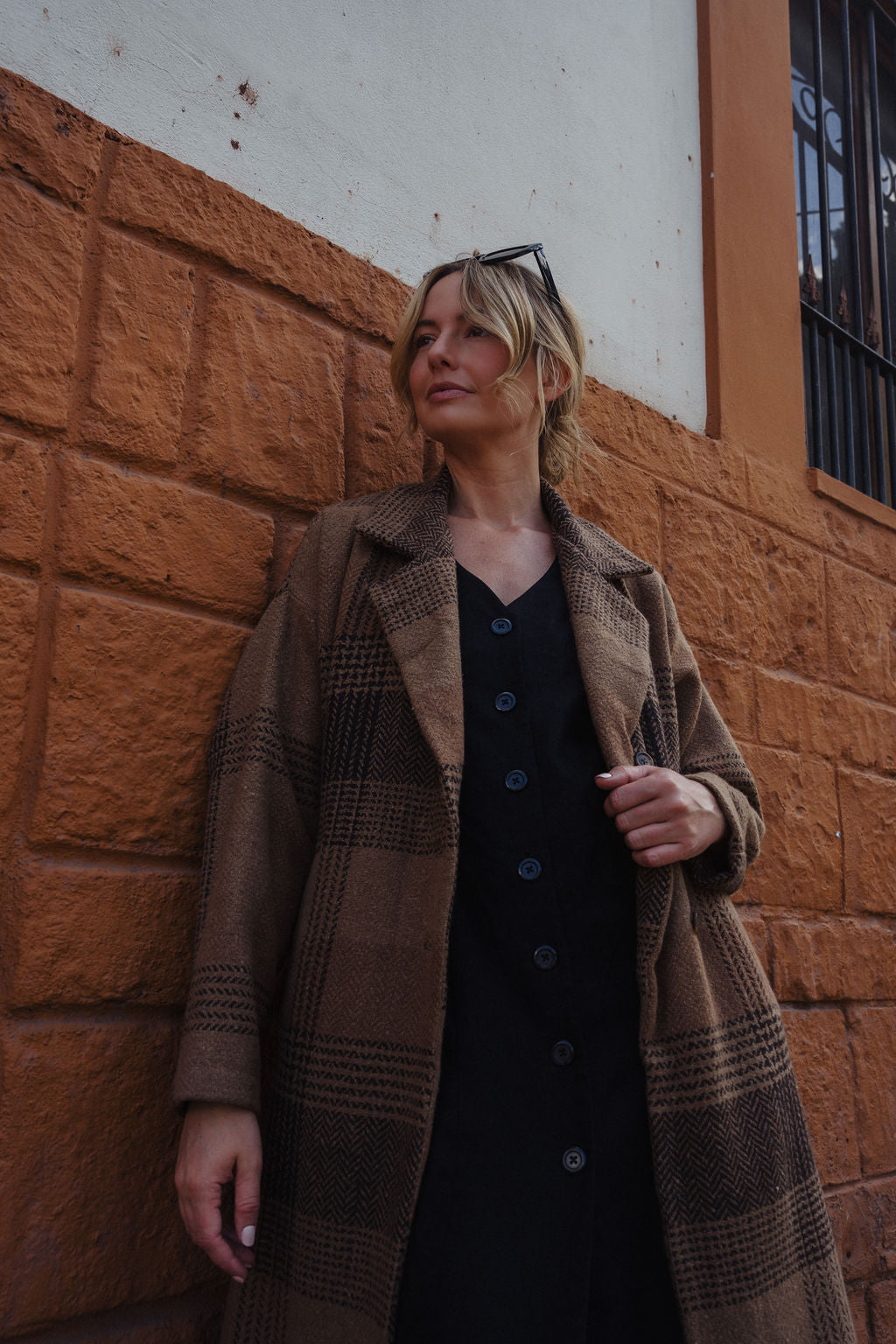 Portuguese Wool Polly Coat in Brown and Black Plaid Made to Order