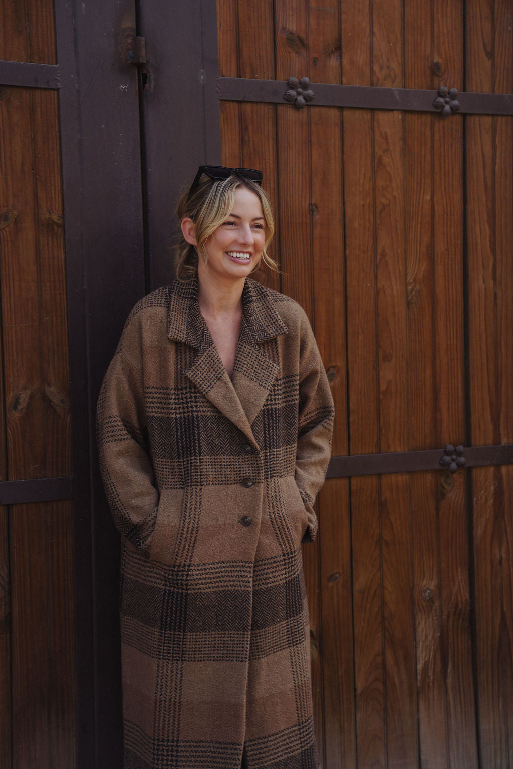 Portuguese Wool Polly Coat in Brown and Black Plaid Made to Order