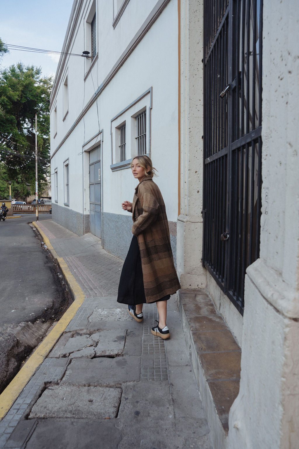 Portuguese Wool Polly Coat in Brown and Black Plaid Made to Order