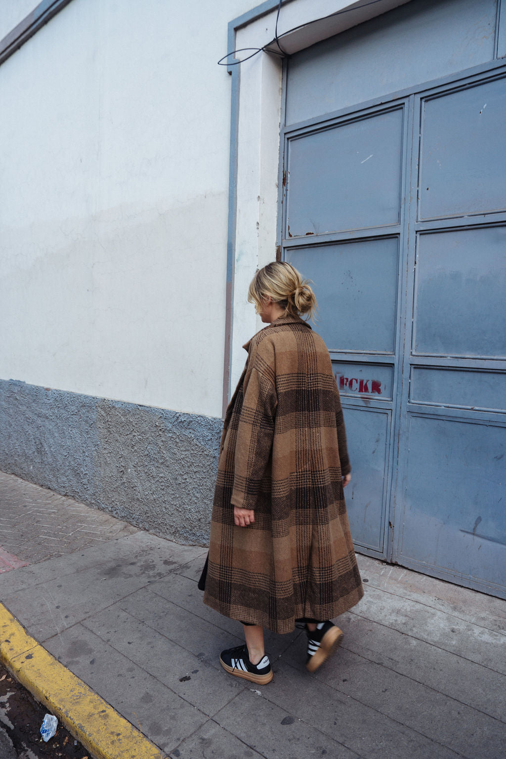 Portuguese Wool Polly Coat in Brown and Black Plaid Made to Order