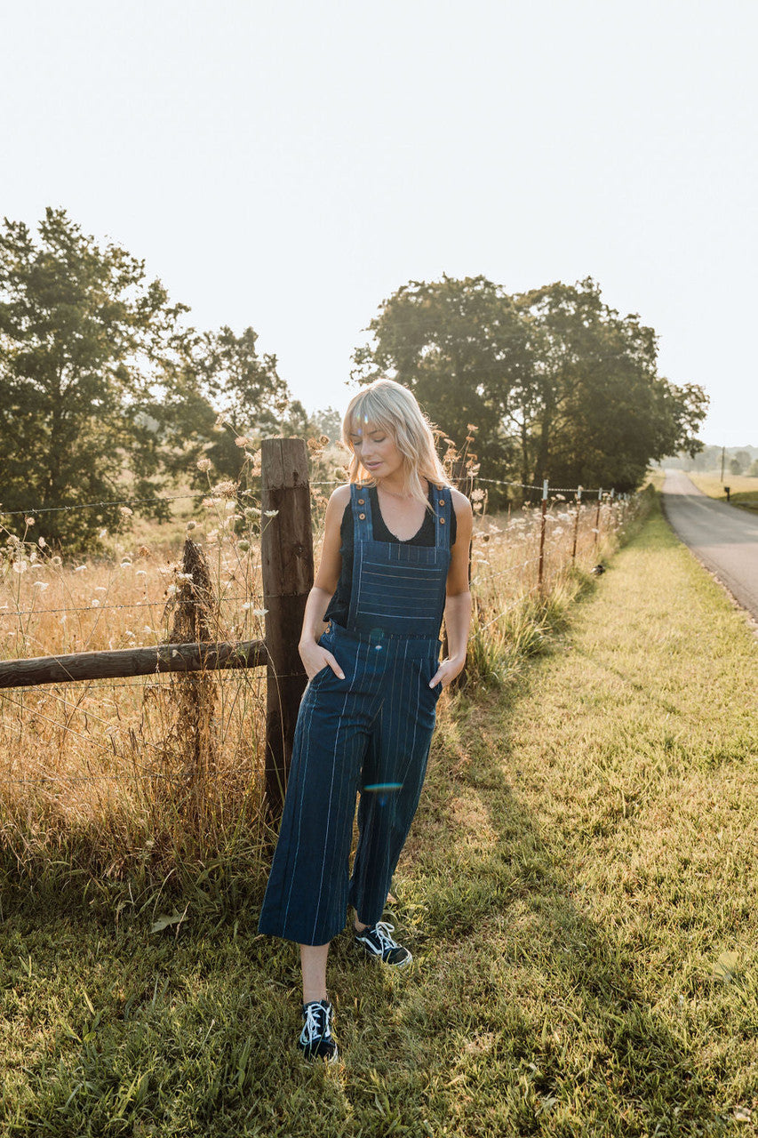 Dilsi Handwoven Cotton Overalls in Navy - M