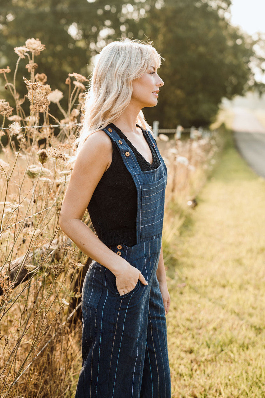 Dilsi Handwoven Cotton Overalls in Navy - M