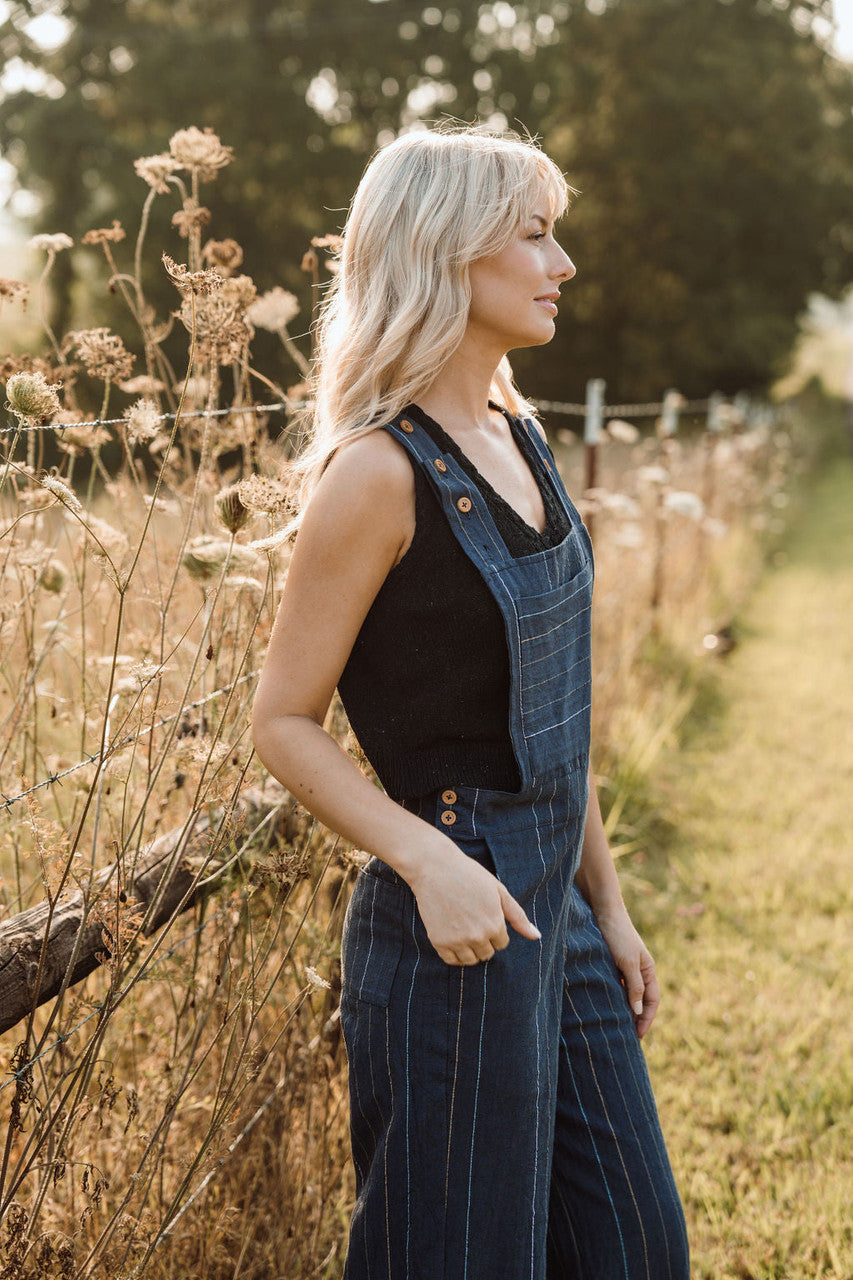 Dilsi Handwoven Cotton Overalls in Navy - M