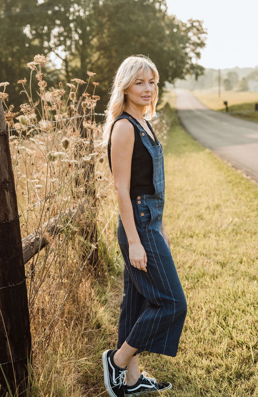 Dilsi Handwoven Cotton Overalls in Navy - M