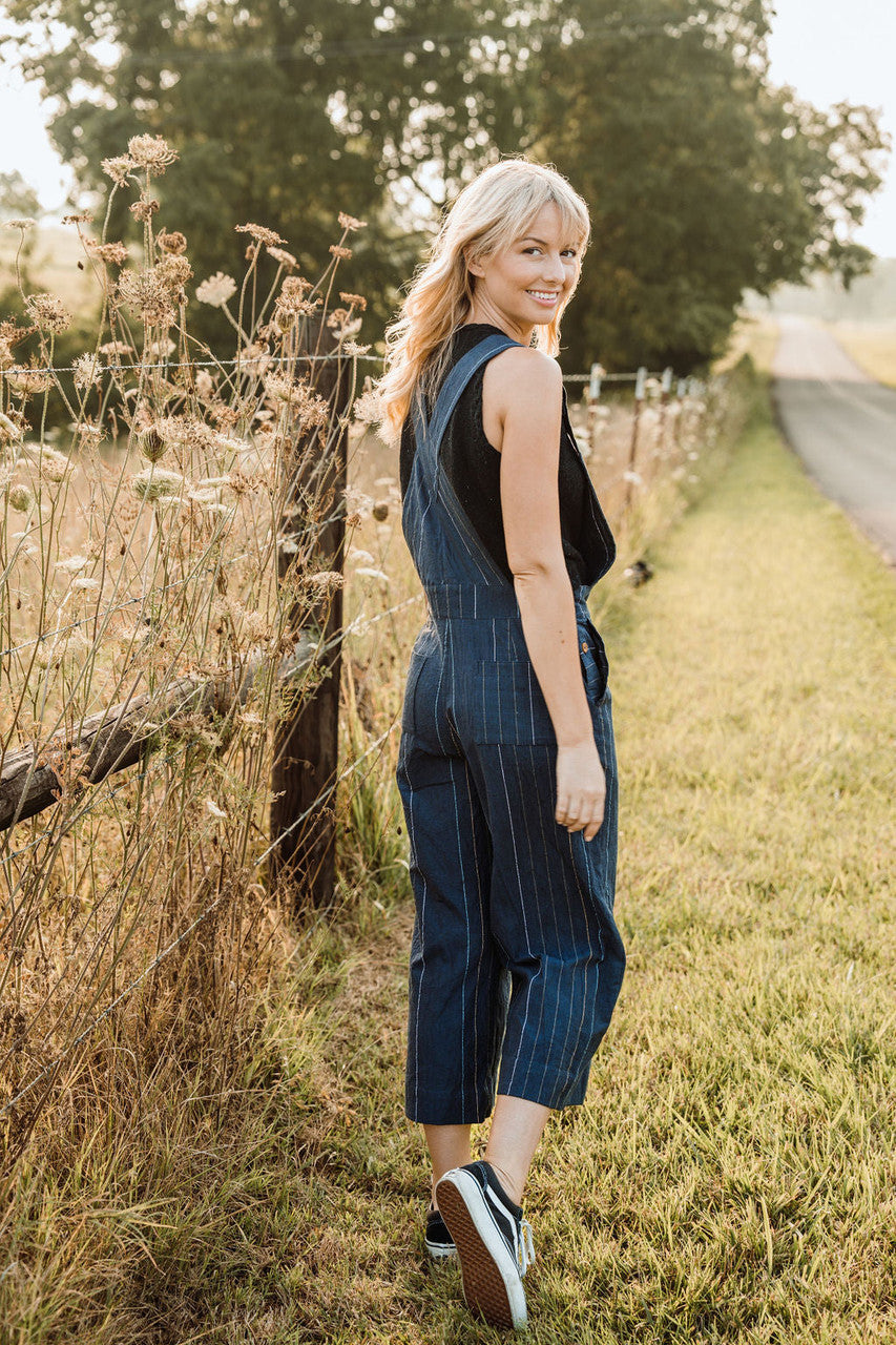 Dilsi Handwoven Cotton Overalls in Navy - M