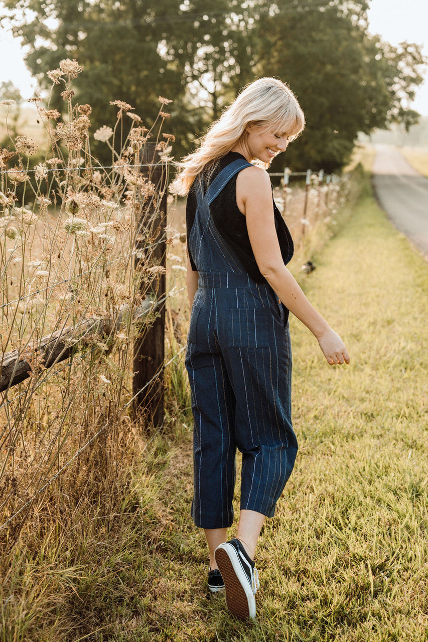 Dilsi Handwoven Cotton Overalls in Navy - M