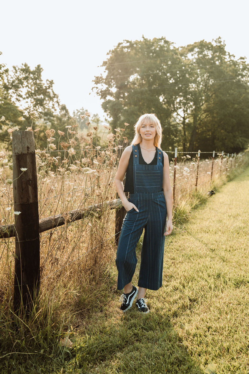 Dilsi Handwoven Cotton Overalls in Navy - M