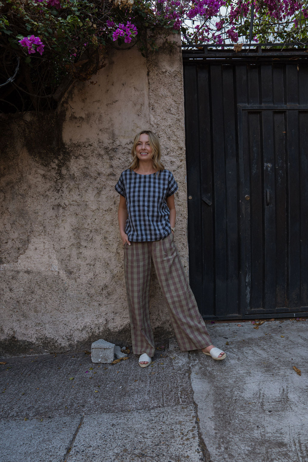 Handwoven Cotton Gingham Separates - M Shorts Left