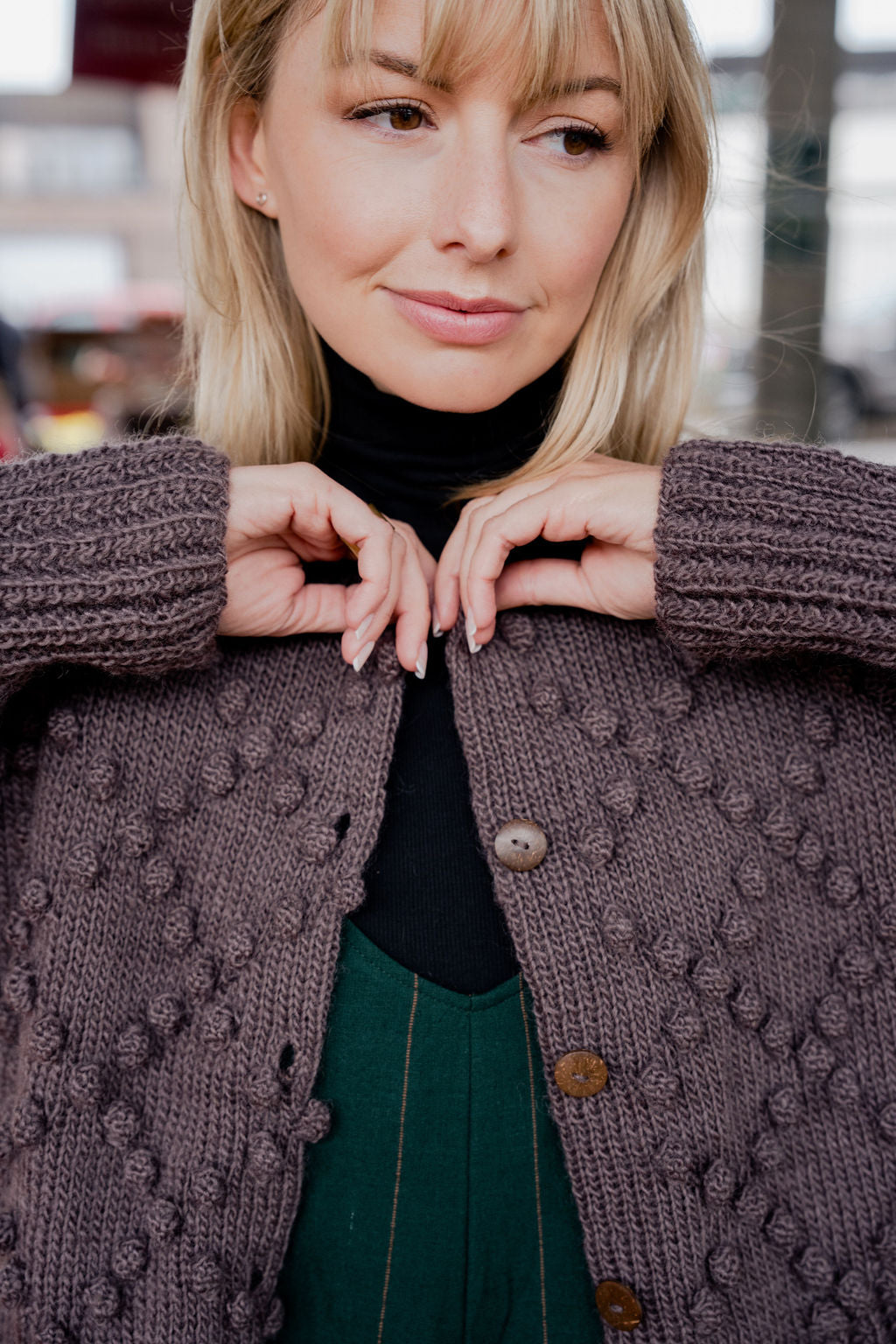 Hand Knit Nepali Wool Jill Sweater in Violet Made to Order