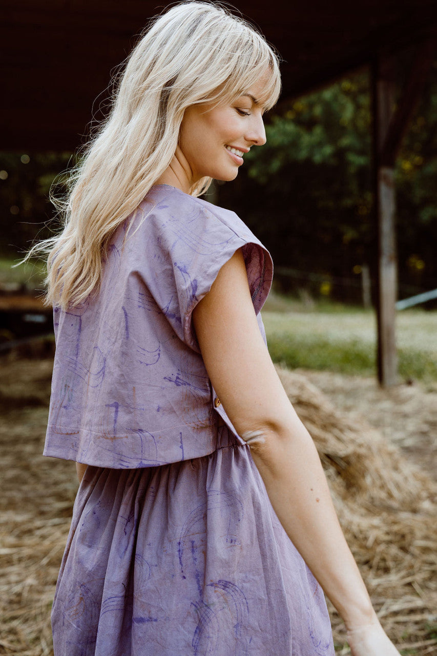 Claudia Skirt Set in Mauve Paint Print Made to Order