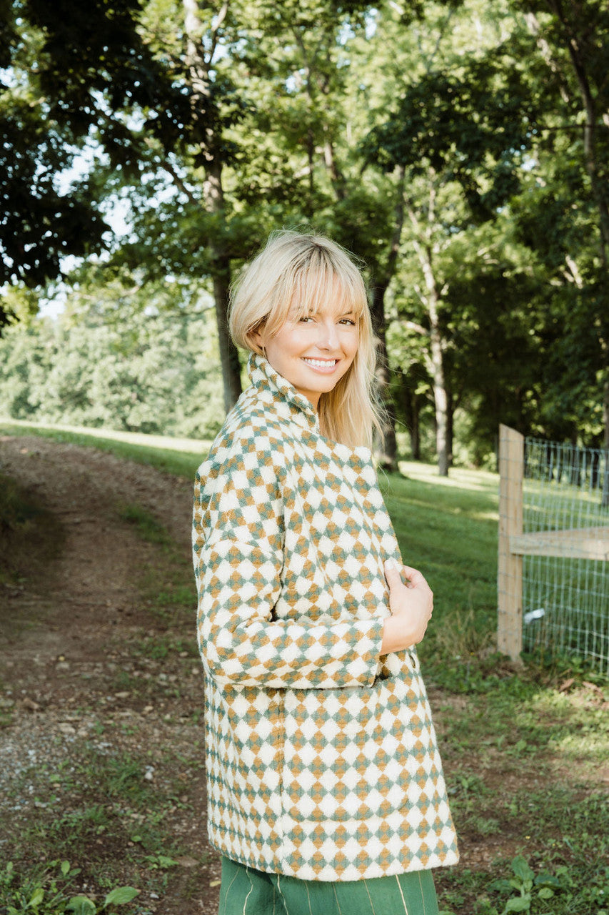 Portuguese Wool Pieper in Sage and Mustard Check Made to Order