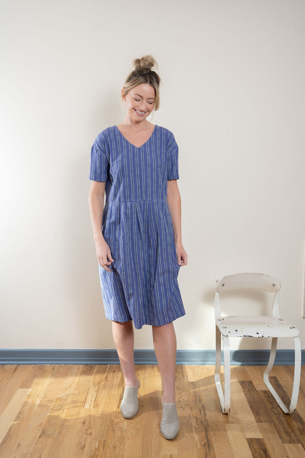 Eloise Handwoven Cotton Dress in Periwinkle - XS, S and M Left