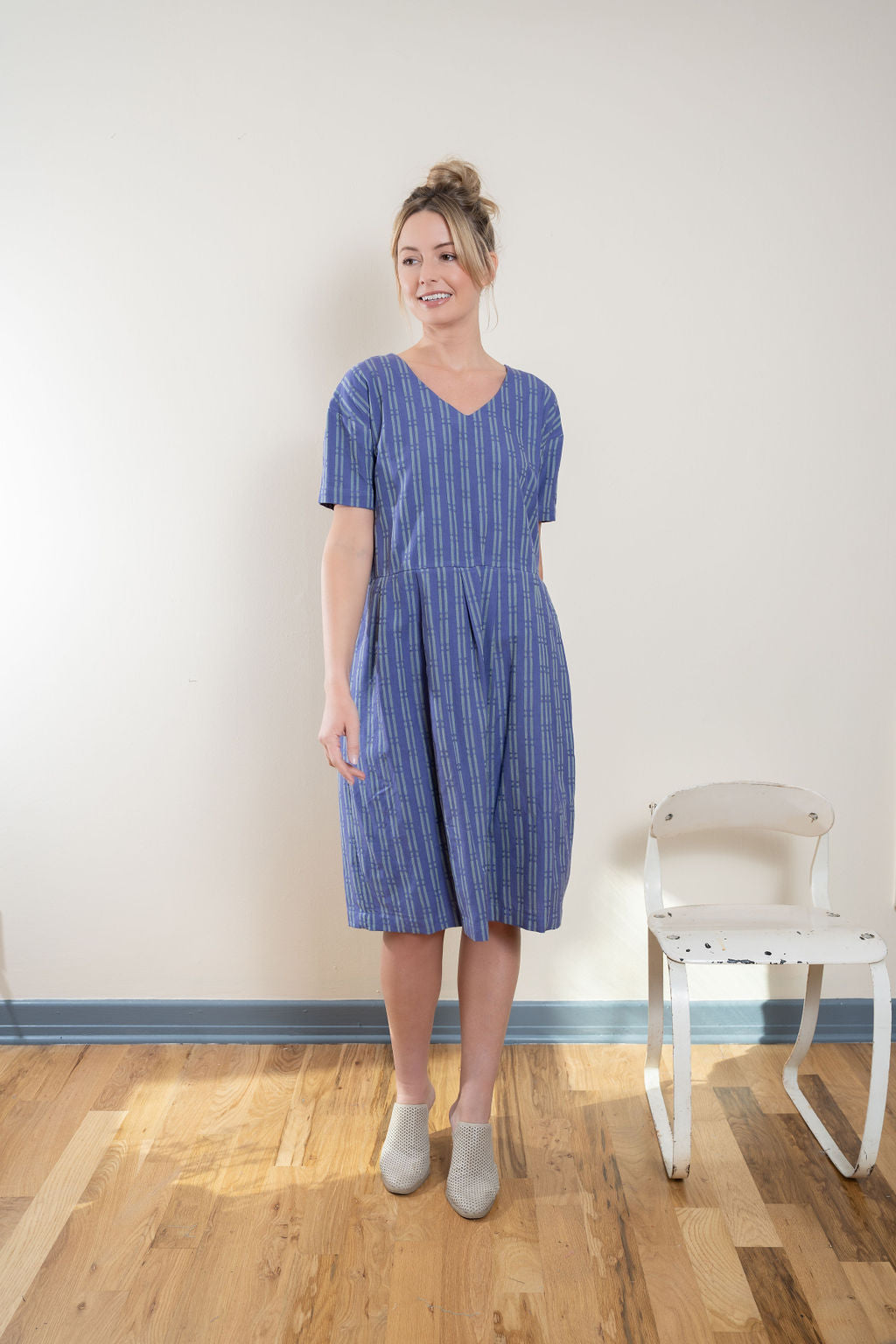 Eloise Handwoven Cotton Dress in Periwinkle - XS, S and M Left