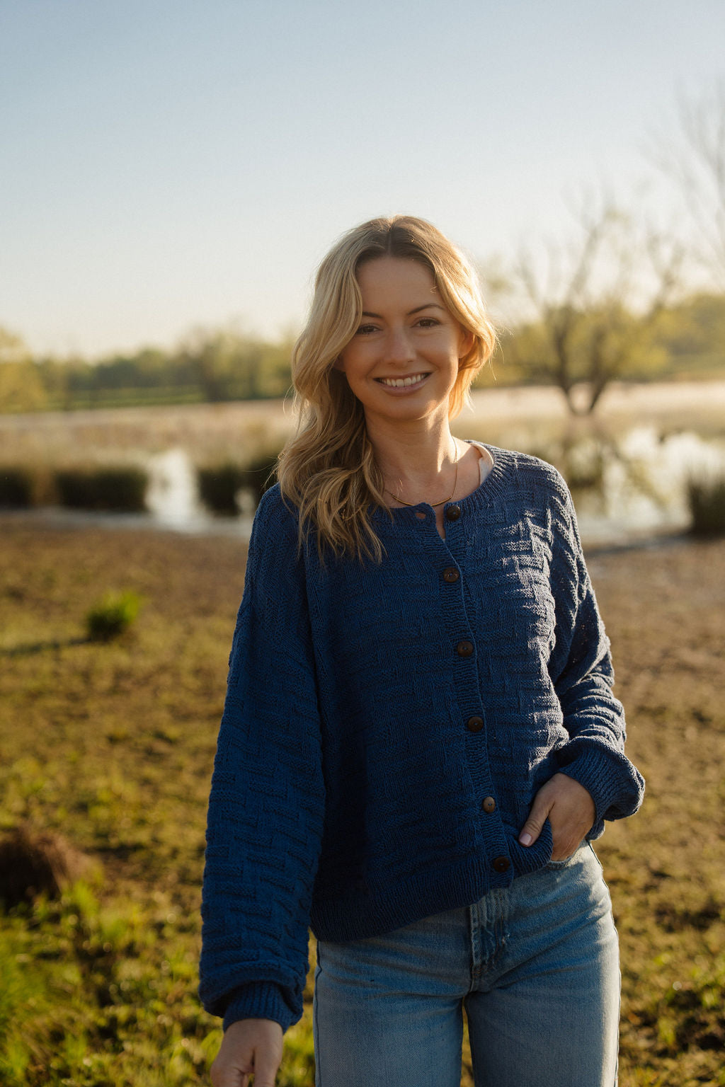 Hazel Cotton Cardigan in Periwinkle Made to Order