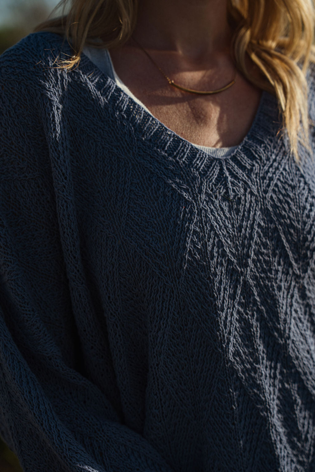 Chloe Textured V Knit Pullover in Periwinkle - XS/S and M Left