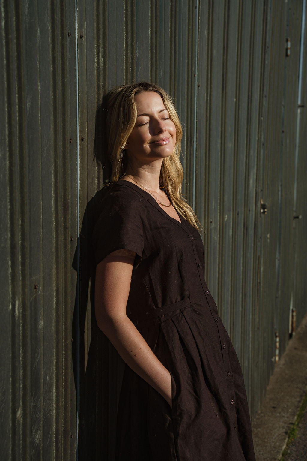 June Dress in Dark Brown - S Left