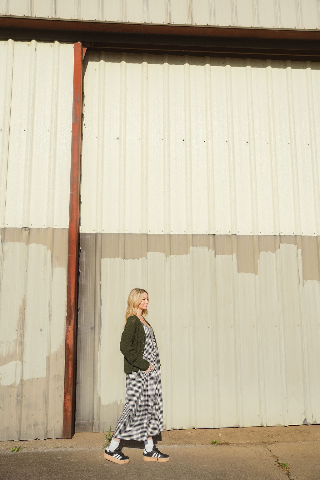 Linen Faro Dress in Black and White Handwoven Cotton Gingham Made to Order