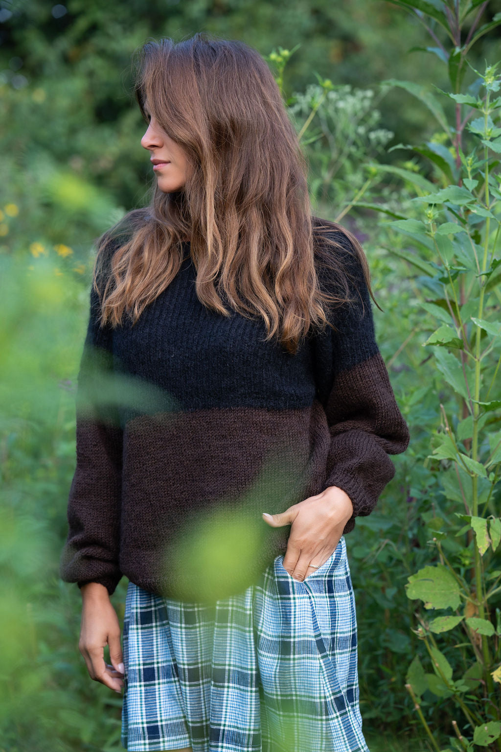 Virginia Mohair and Wool Pullover in Black and Brown Made to Order