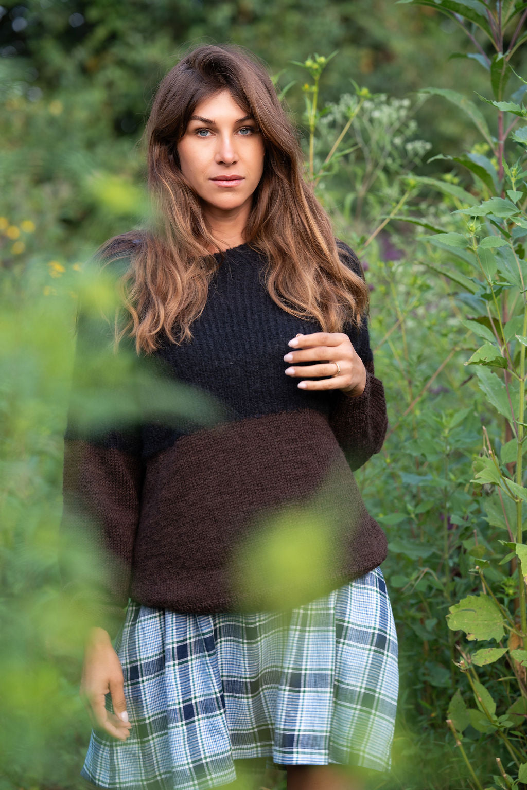 Virginia Mohair and Wool Pullover in Black and Brown Made to Order