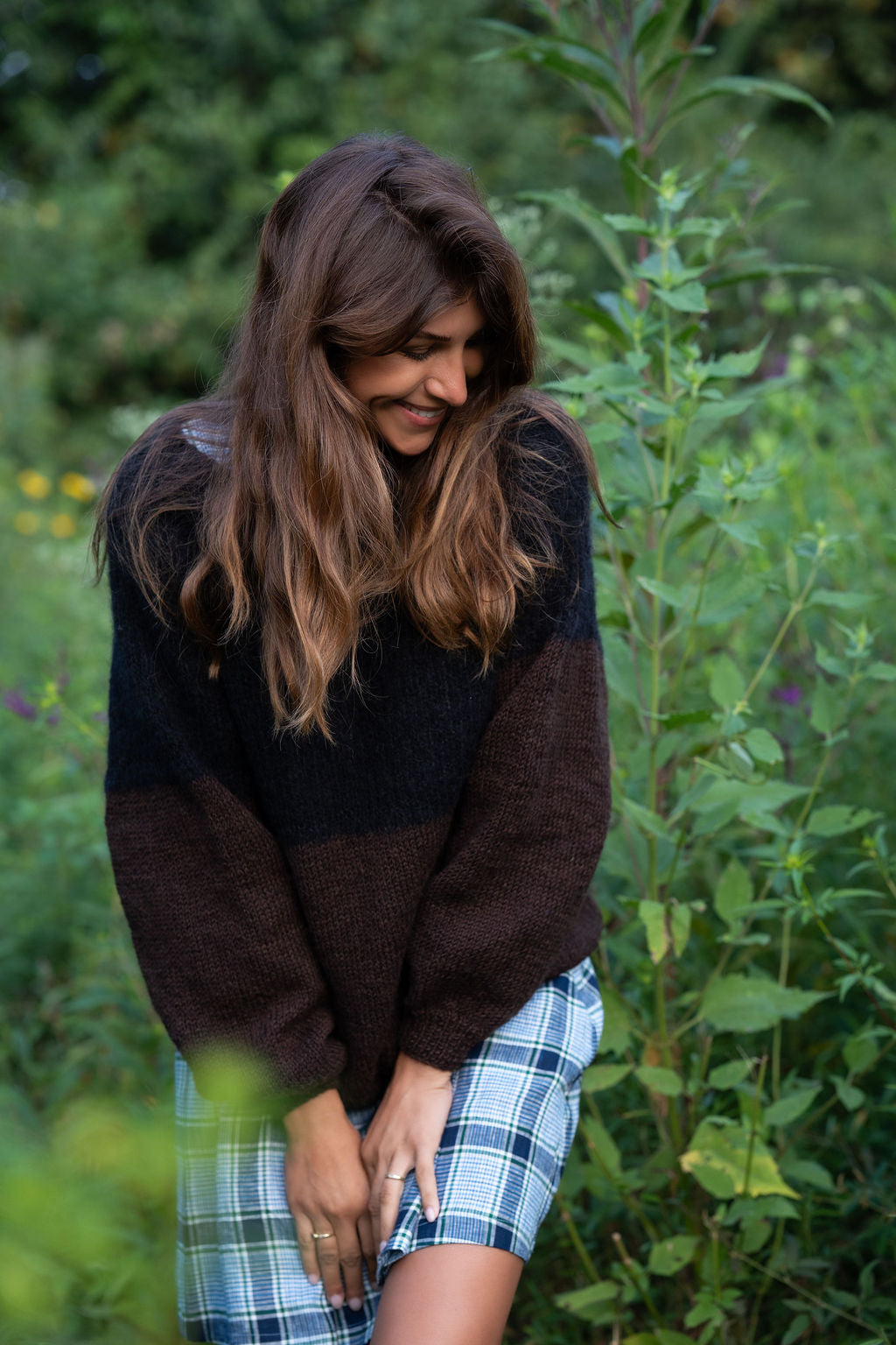 Virginia Mohair and Wool Pullover in Black and Brown Made to Order