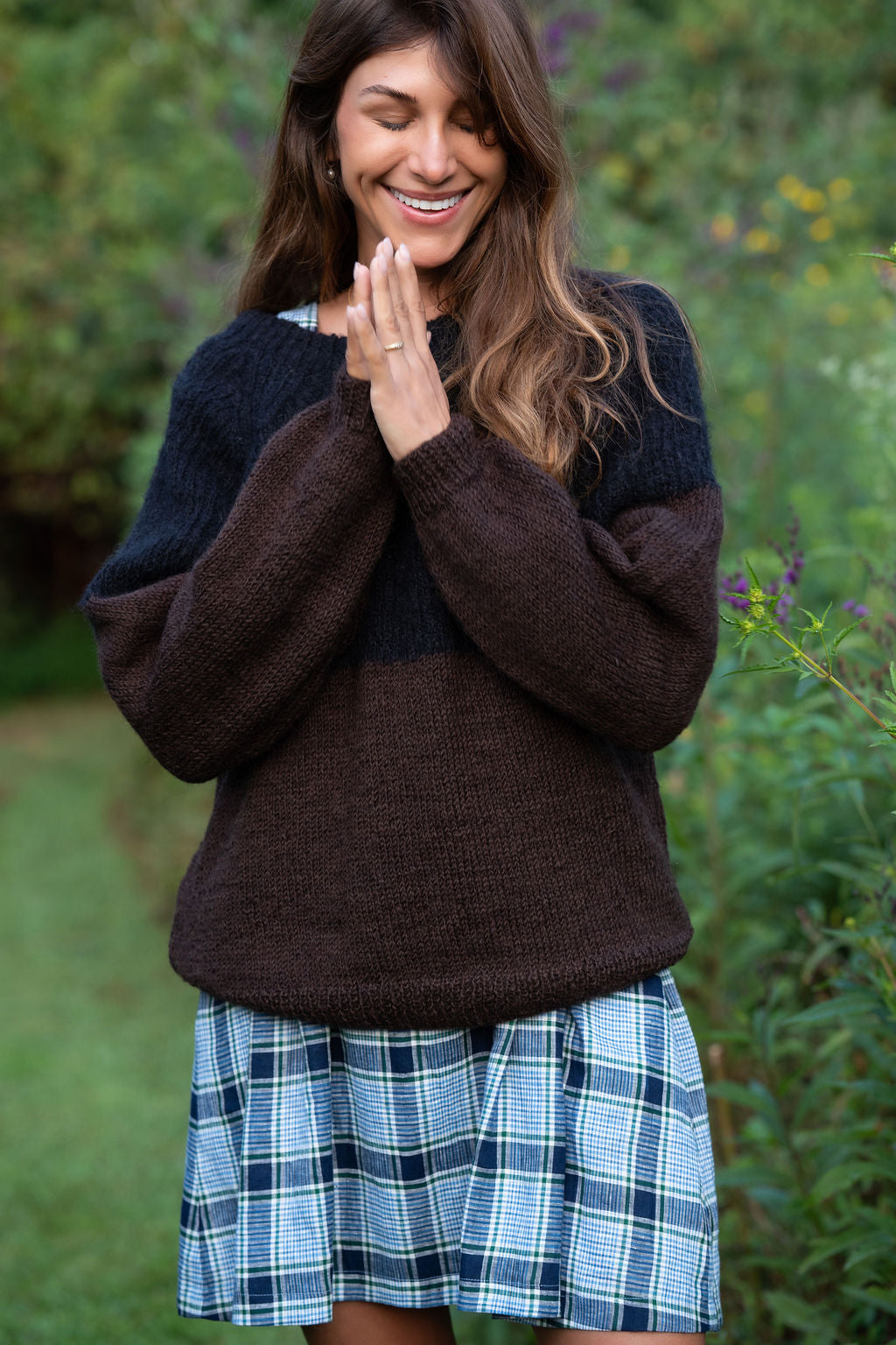 Virginia Mohair and Wool Pullover in Black and Brown Made to Order