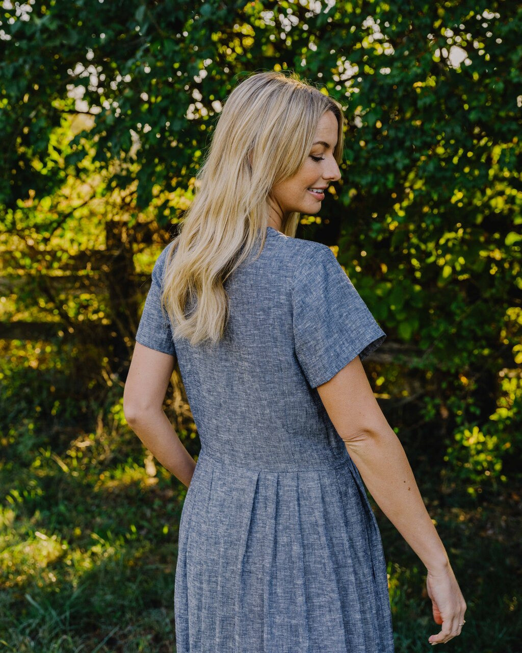 June Dress in Chambray Denim Linen Made to Order