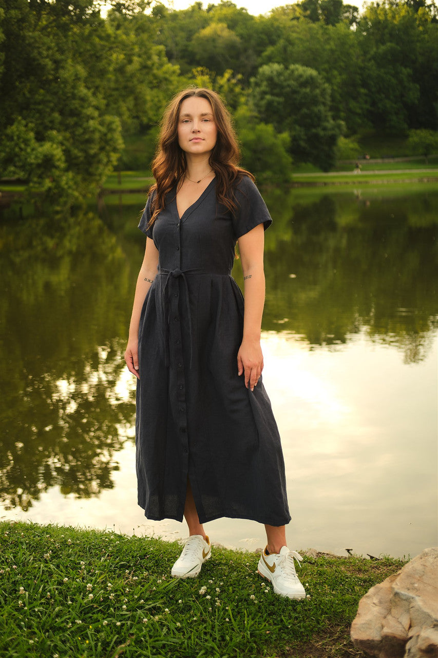 June Dress in Navy Linen XS June Dress in Navy Linen XS