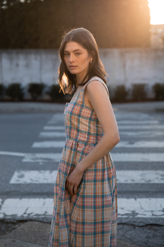 Tilly Dress in Peach Plaid Made to Order