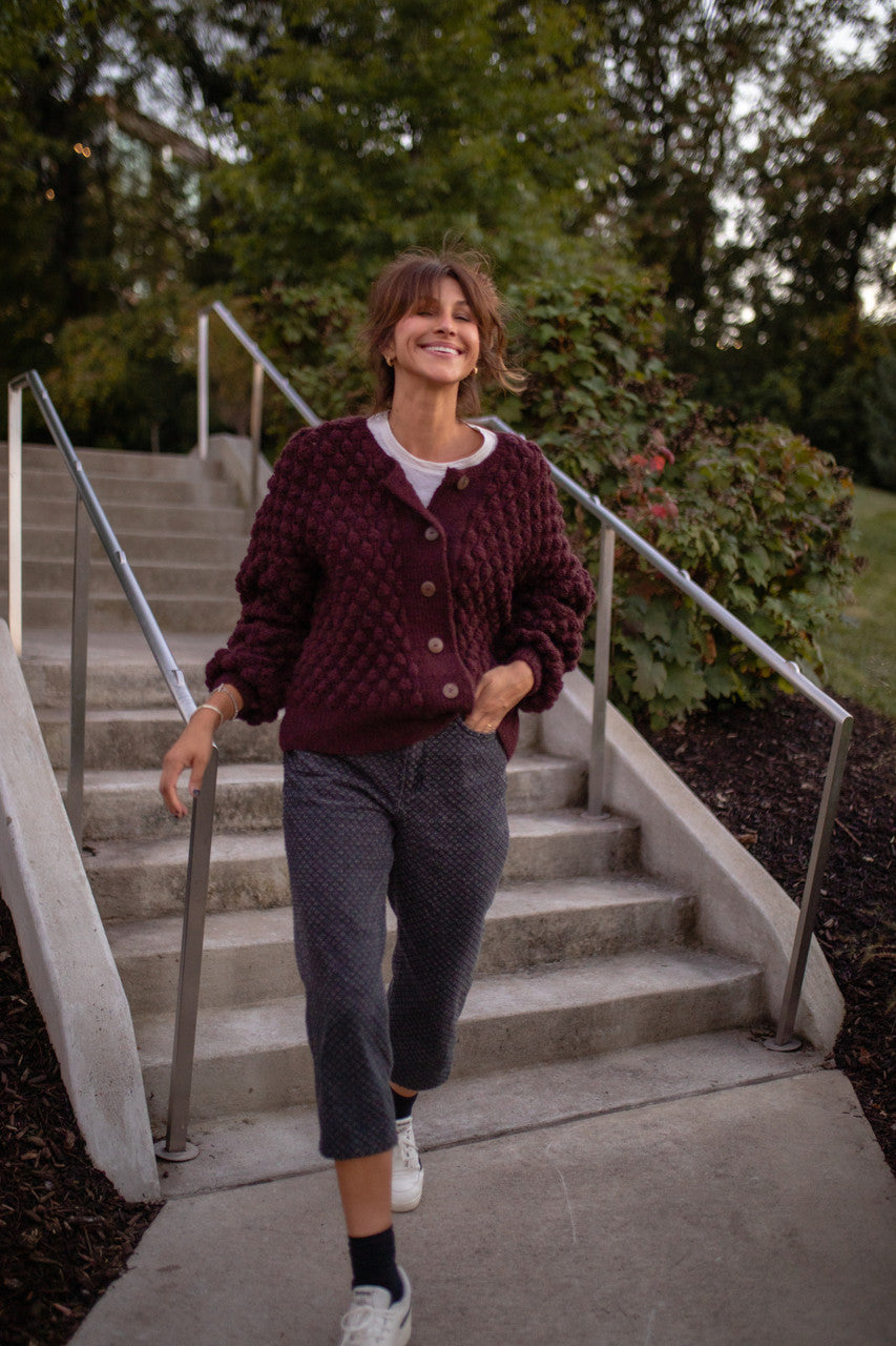 Quinn Wool Cardigan in Plum