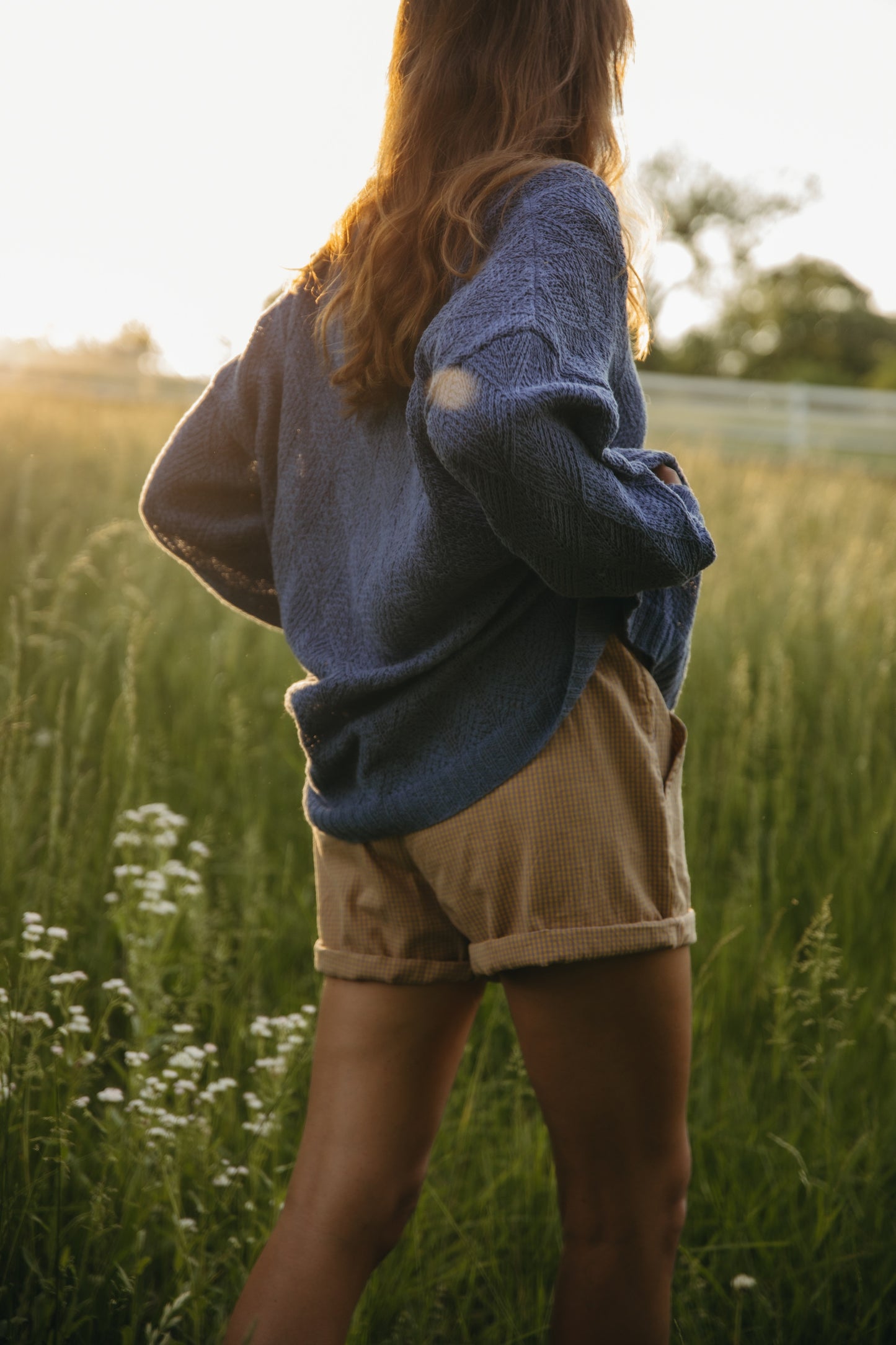 Chloe Textured V Knit Pullover in Periwinkle Made to Order
