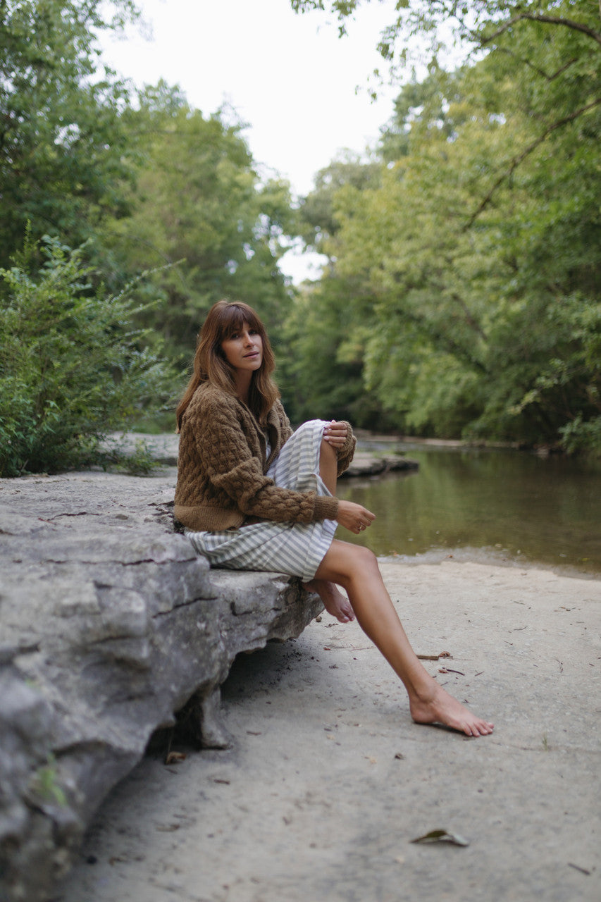 Quinn Wool Cardigan in Light Brown - M Left