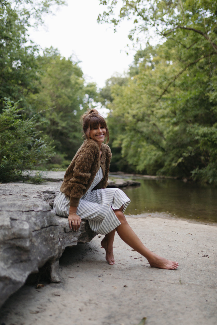 Quinn Wool Cardigan in Light Brown - M Left