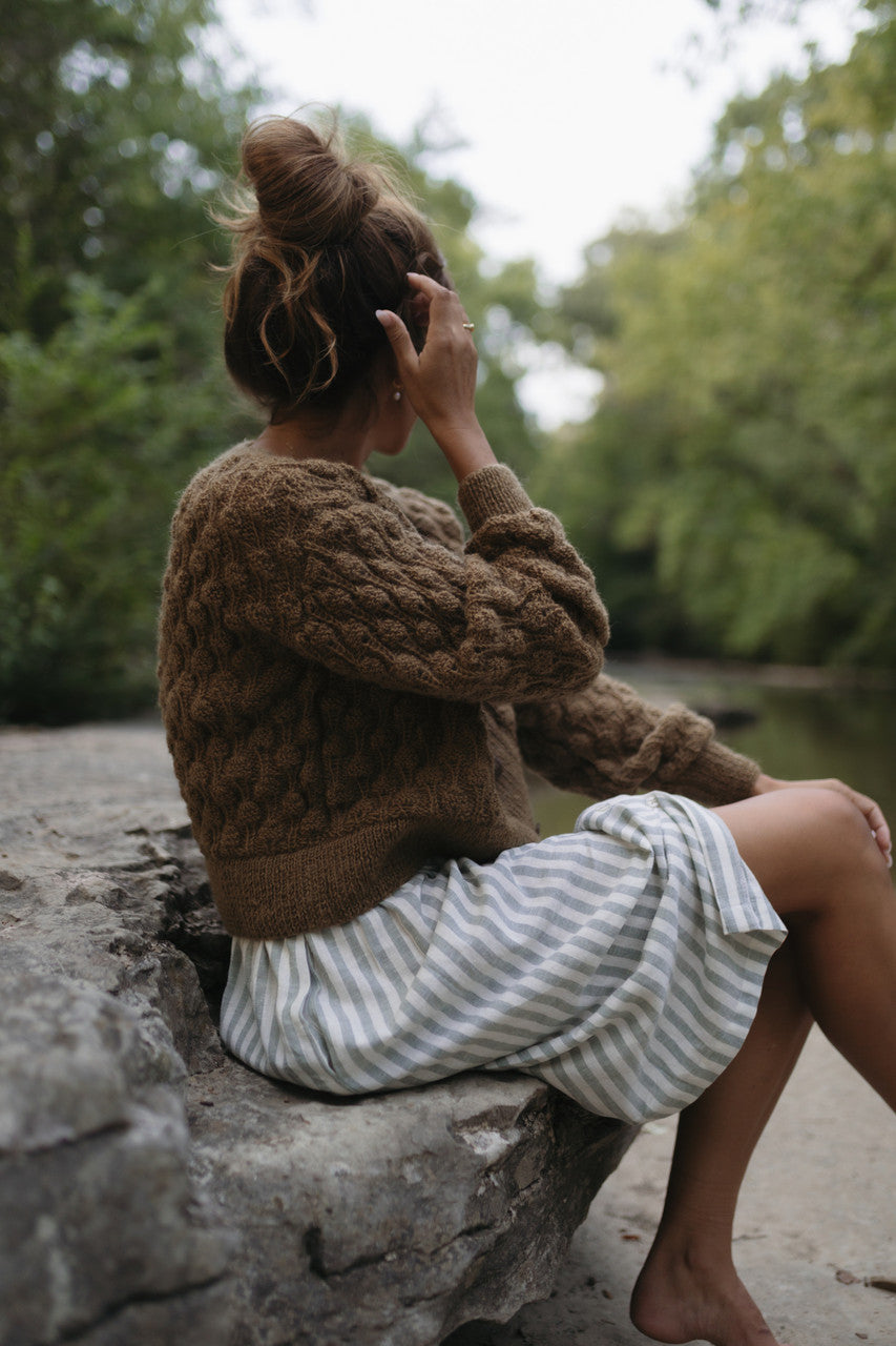 Quinn Wool Cardigan in Light Brown - M Left
