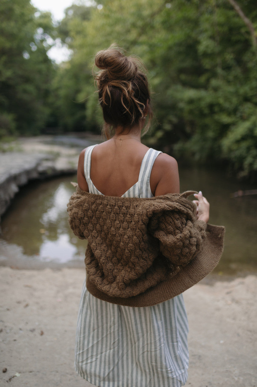 Quinn Wool Cardigan in Light Brown - M Left