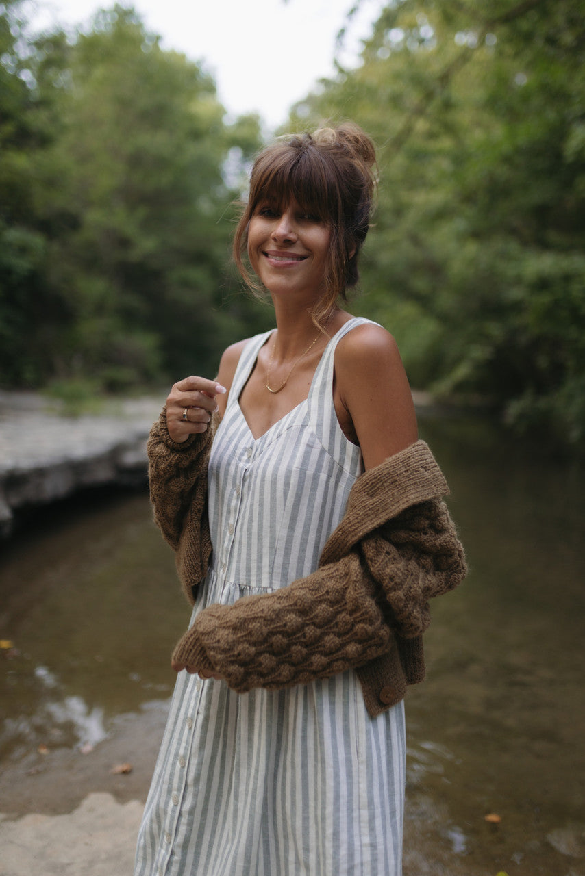 Quinn Wool Cardigan in Light Brown - M Left