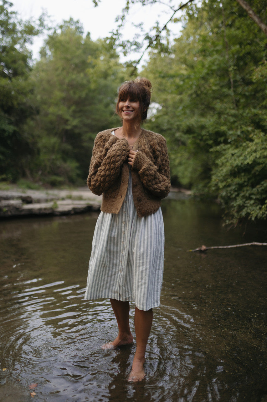 Quinn Wool Cardigan in Light Brown - M Left
