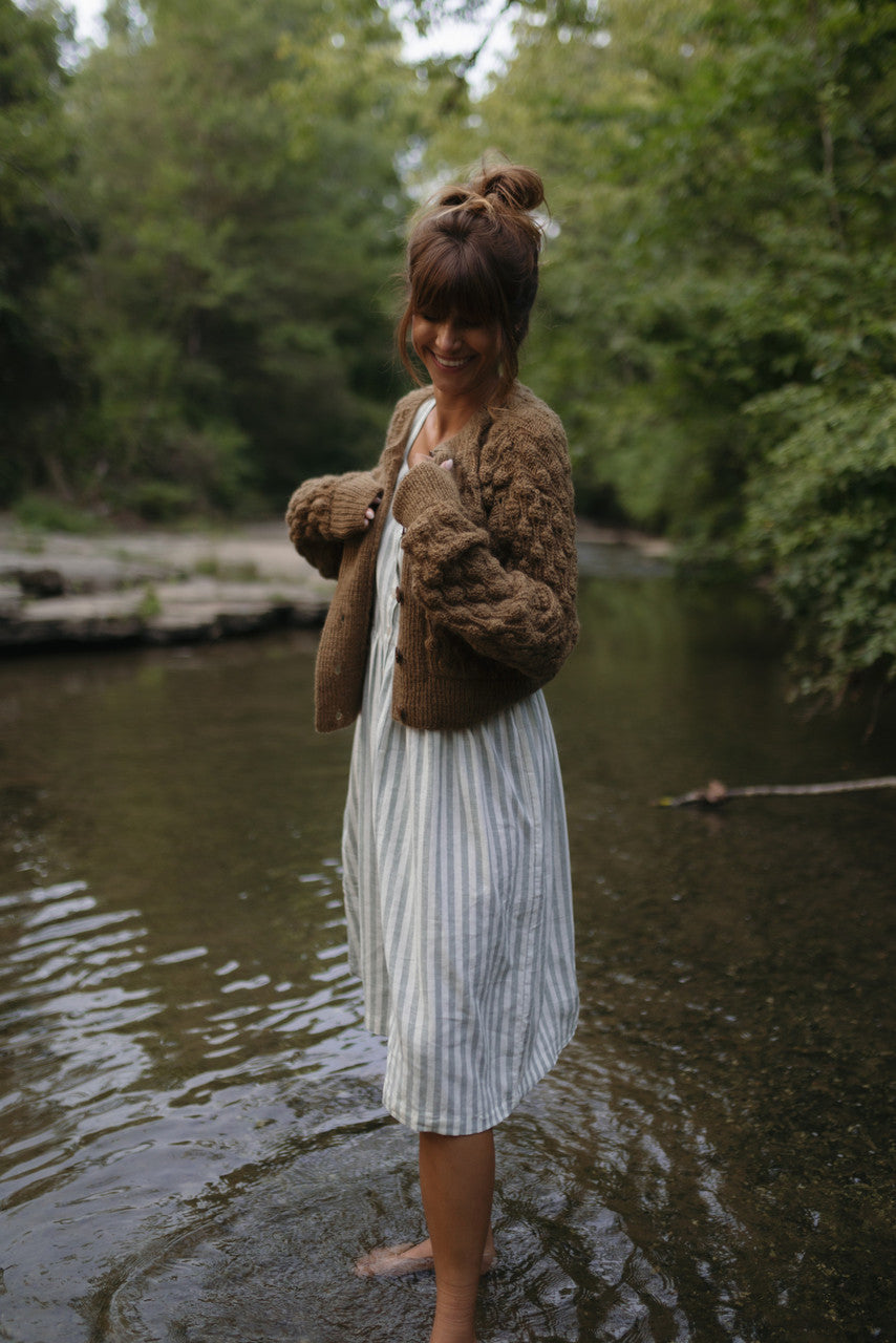 Quinn Wool Cardigan in Light Brown - M Left